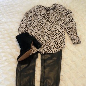 Spanx New Faux leather black leggings.  Size L